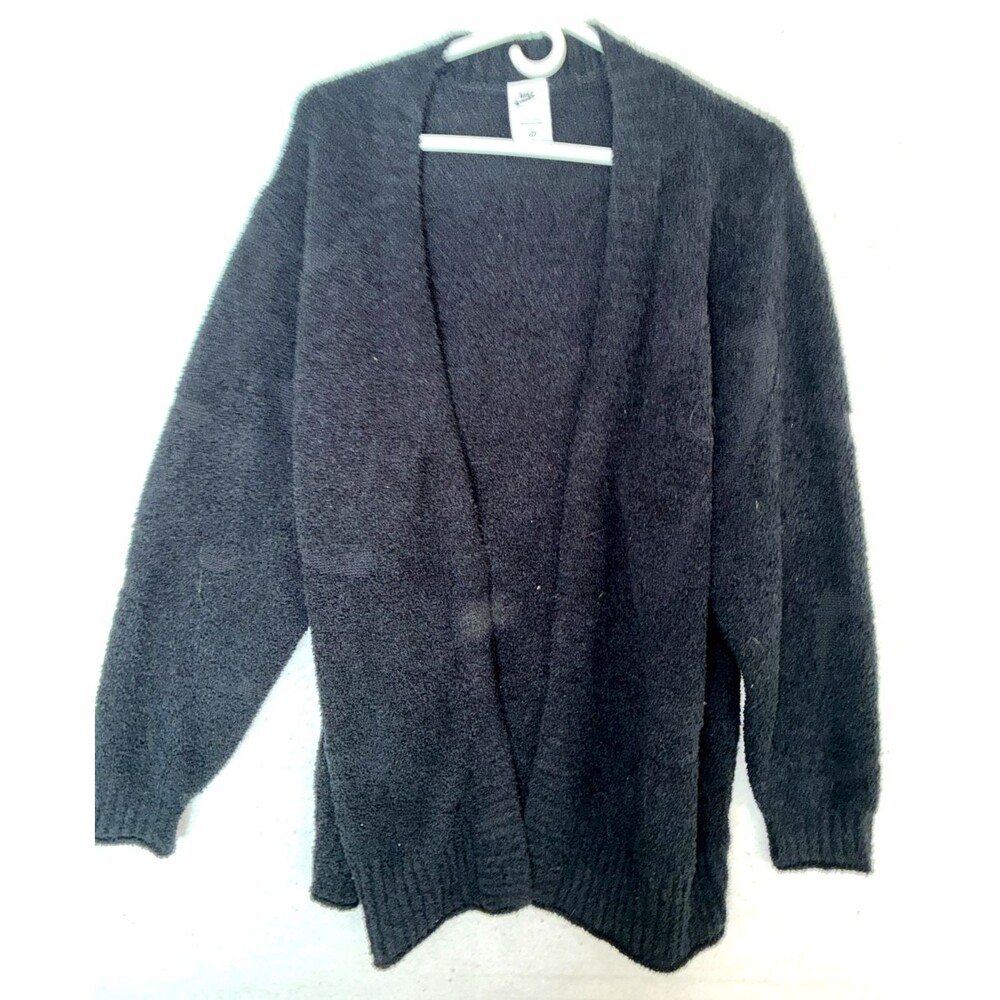 Womens Nike Oversized Open Front Cardigan XS Black Comfort Core Cozy Fuzzy soft